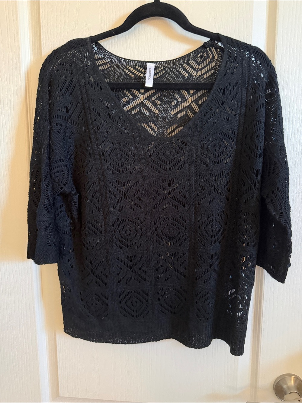 New w/o tags Black Crochet V-Neck Women's Top
